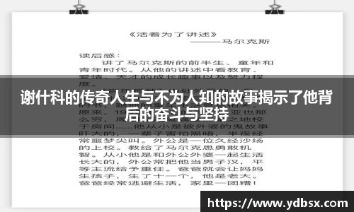 谢什科的传奇人生与不为人知的故事揭示了他背后的奋斗与坚持